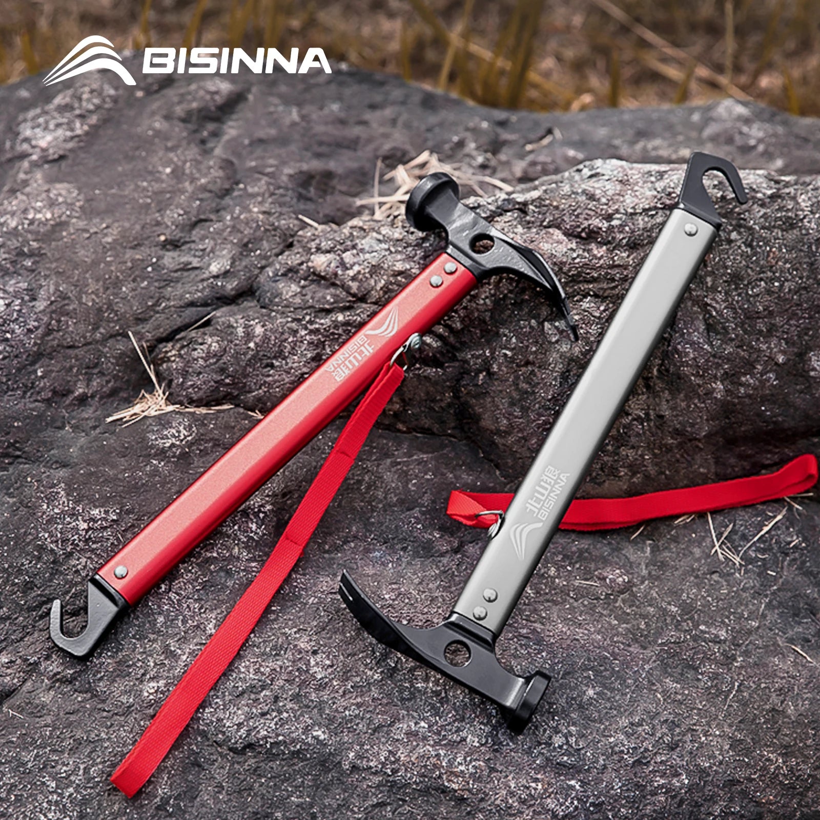 BISINNA Multi-functional Camping Hammer Outdoor Tent Stakes Multi-tool With Alumimum Alloy Handle Ultralight Camping Supplies