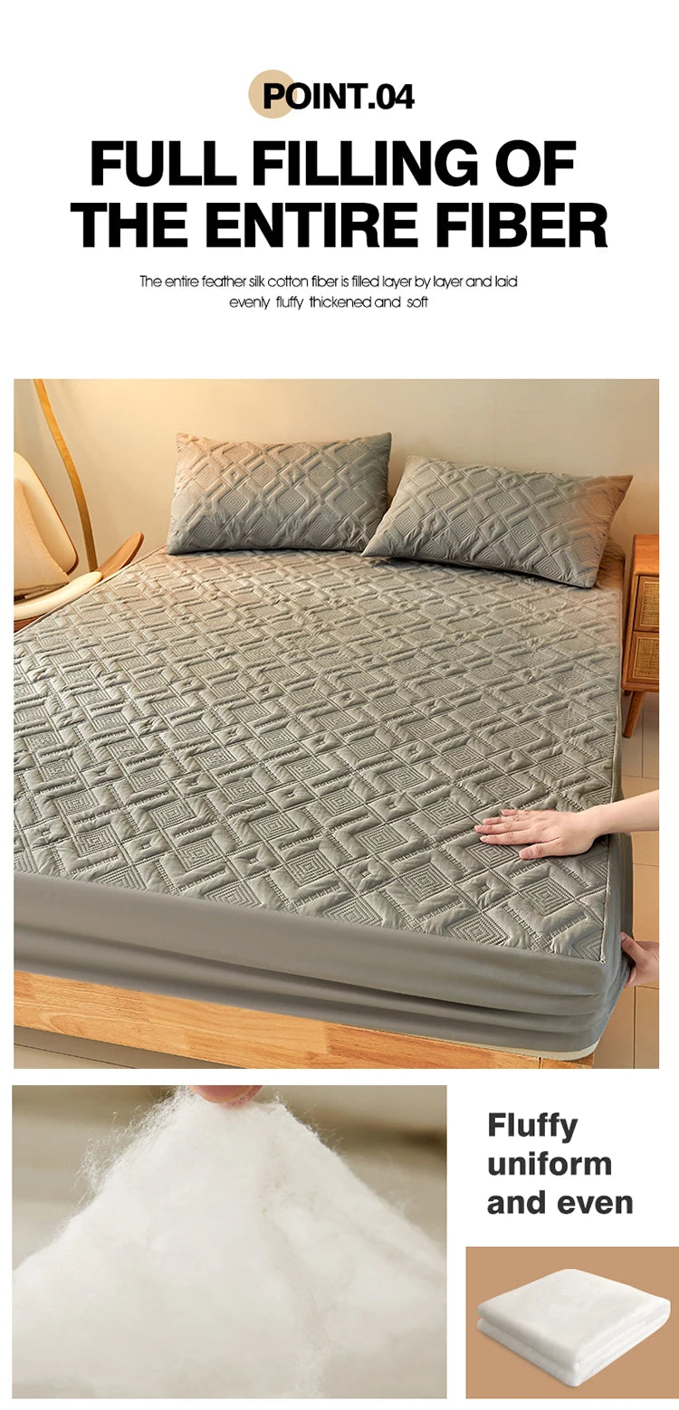 Waterproof Bed Sheet Quilted Throw Mattress Cover for Winter Elastic Fitted Sheet  Protector Full Queen King 160/140*200cm