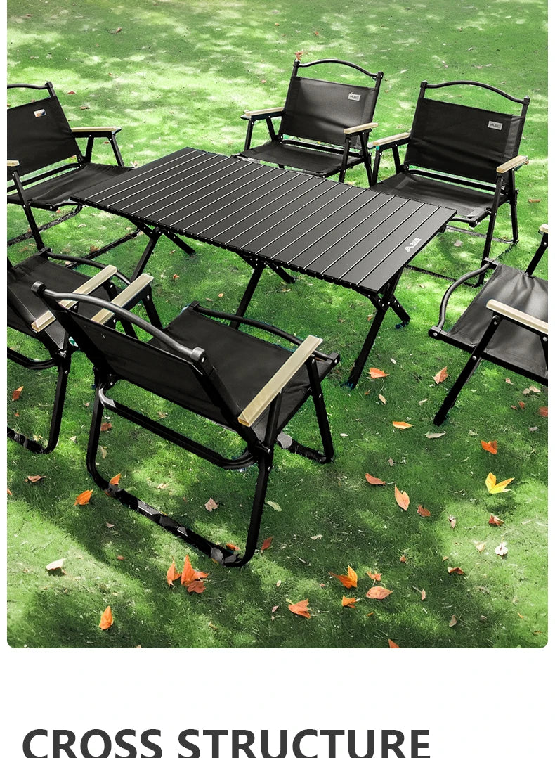BISINNA Outdoor Egg Roll Table Portable Folding Table Carbon Steel Desk for Picnic Camping Hiking Travel Barbeque With Carry Bag