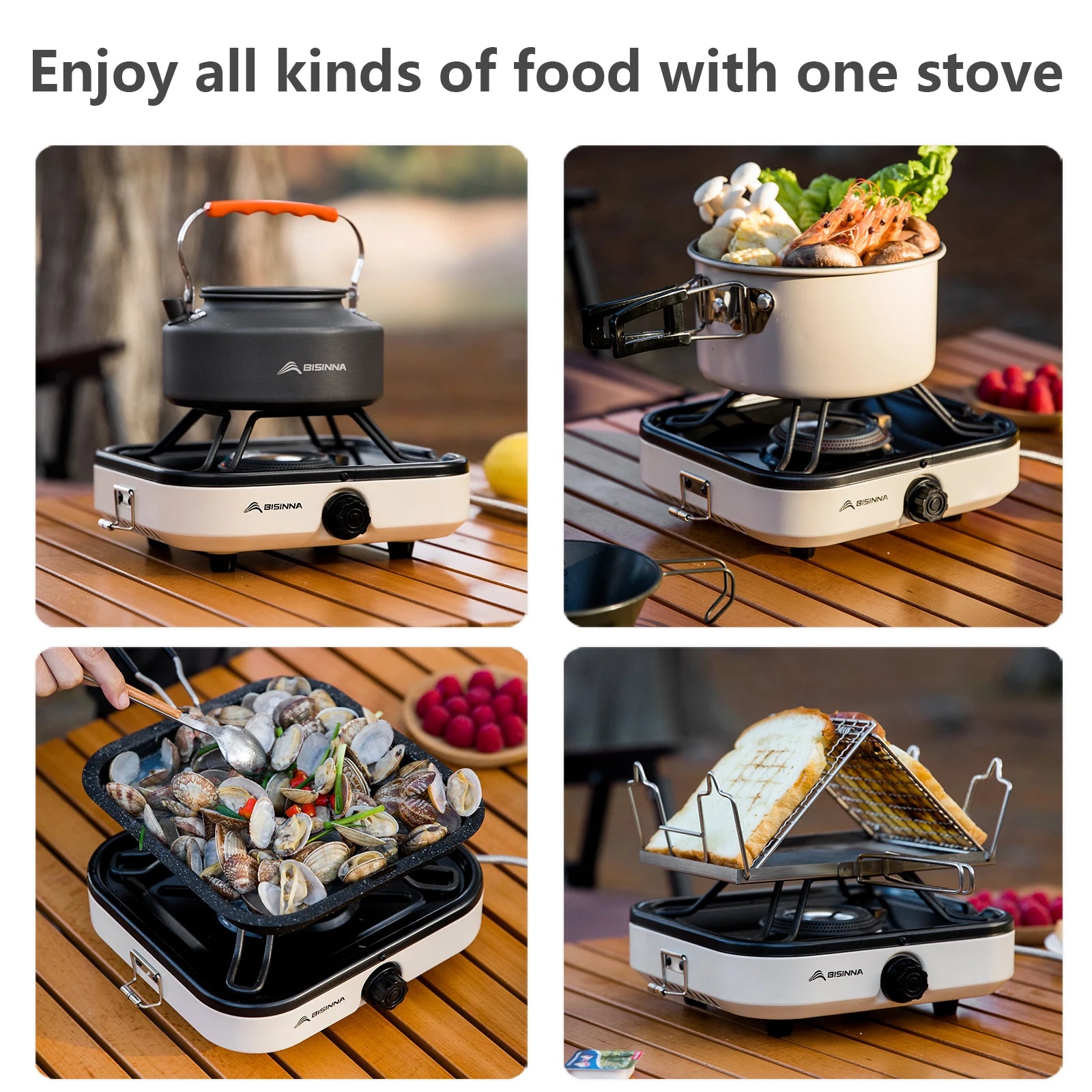 BISINNA Camping Gas Stove Portable High Firepower Split Cassette Furnace Outdoor Gas Burner for BBQ Picnic