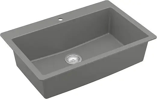 Top Mount. Large Single Bowl Quartz Kitchen Sink in