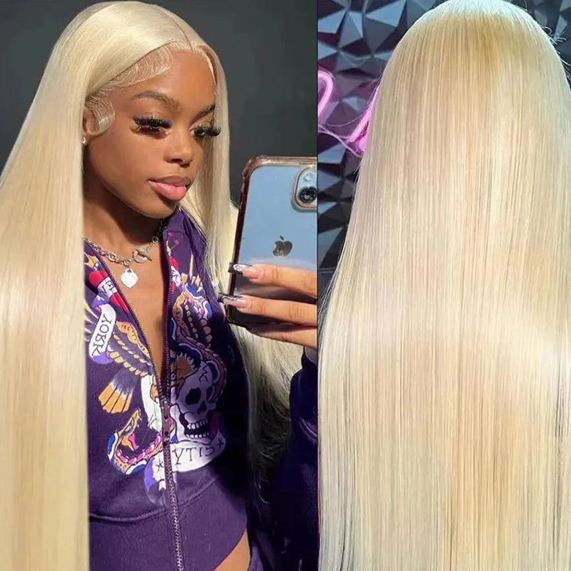 Blonde 613 13x6 Lace Frontal Wigs HD 613 Lace Front Human Hair Wigs For Women Pre pucked Straight Human Hair Wigs Can Be Dyed