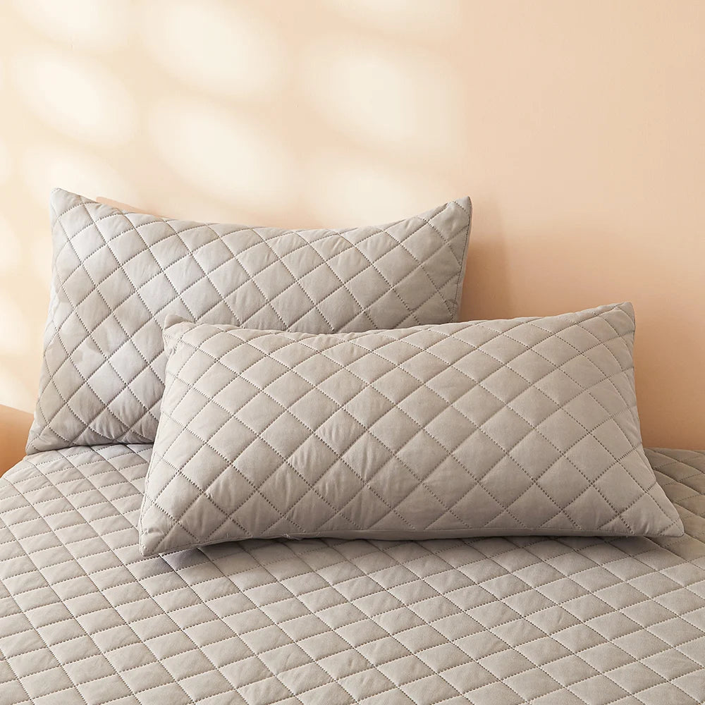 2pcs Waterproof Throw Pillowcases Envelope Soft Breathable Pillow Covers for Bed Protector 50x75cm, Grey/Blue/Green