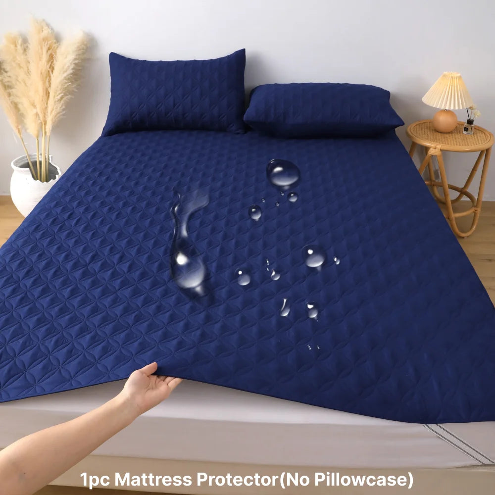 Waterproof Mattress Protector Cover with Elastic Band Soft Breathable Mattress Pad for Bed Grey/White/Green/Blue