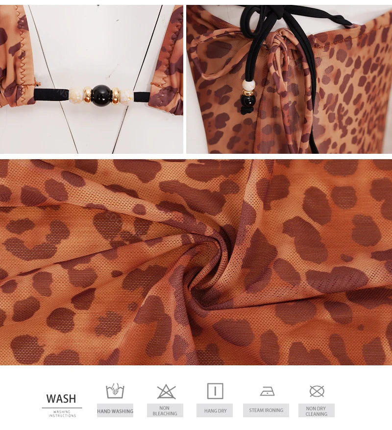 EDOLYNSA Sexy Zebra Stripes 3 Pieces Bikini Set 2024 Summer Beach Wear Triangle Bikinis Swimsuit Skirt Swimwear Cover-up A1554