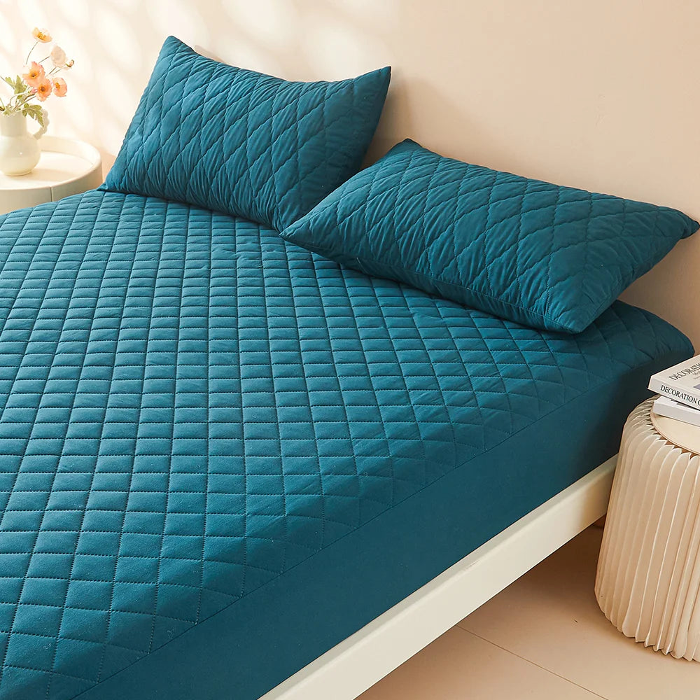 2pcs Waterproof Throw Pillowcases Envelope Soft Breathable Pillow Covers for Bed Protector 50x75cm, Grey/Blue/Green