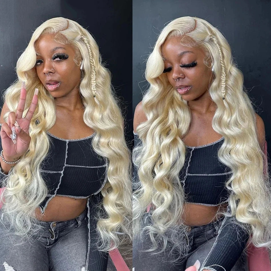 Blonde 613 13x6 Lace Frontal Wigs Pre plucked Body Wave Human Hair Wigs HD 613 Lace Front Human Hair Wigs For Women Can Be Dyed