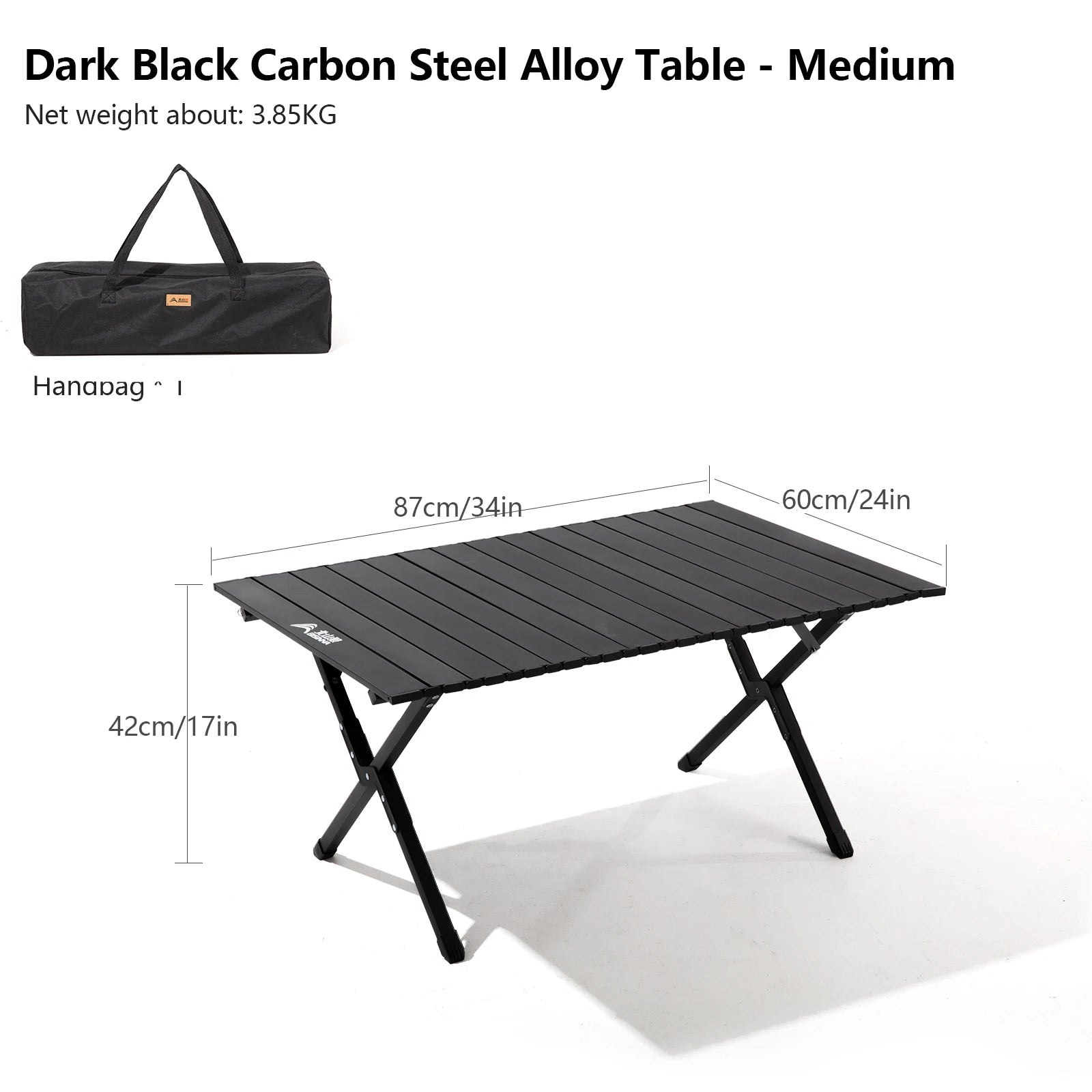 BISINNA Outdoor Egg Roll Table Portable Folding Table Carbon Steel Desk for Picnic Camping Hiking Travel Barbeque With Carry Bag