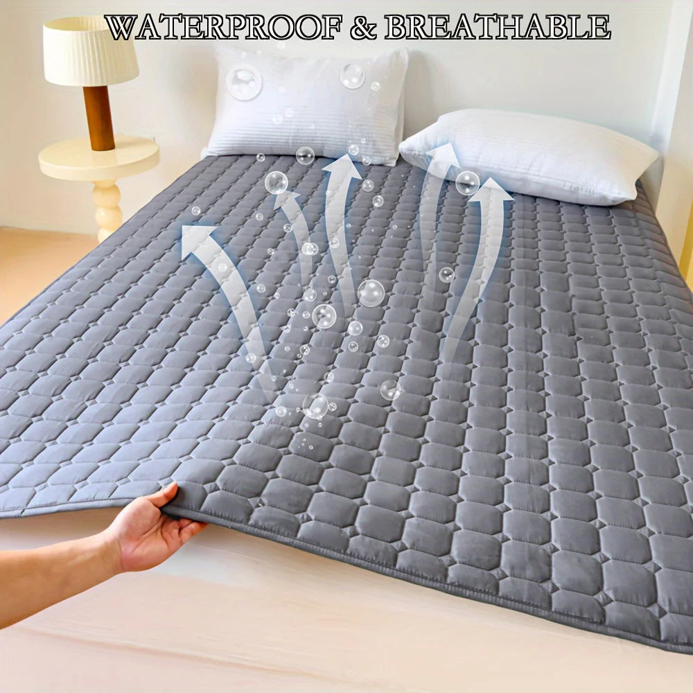 Waterproof Quilted Mattress Protector Cover Thickened Breathable Mattress Topper for Single or Double Bed