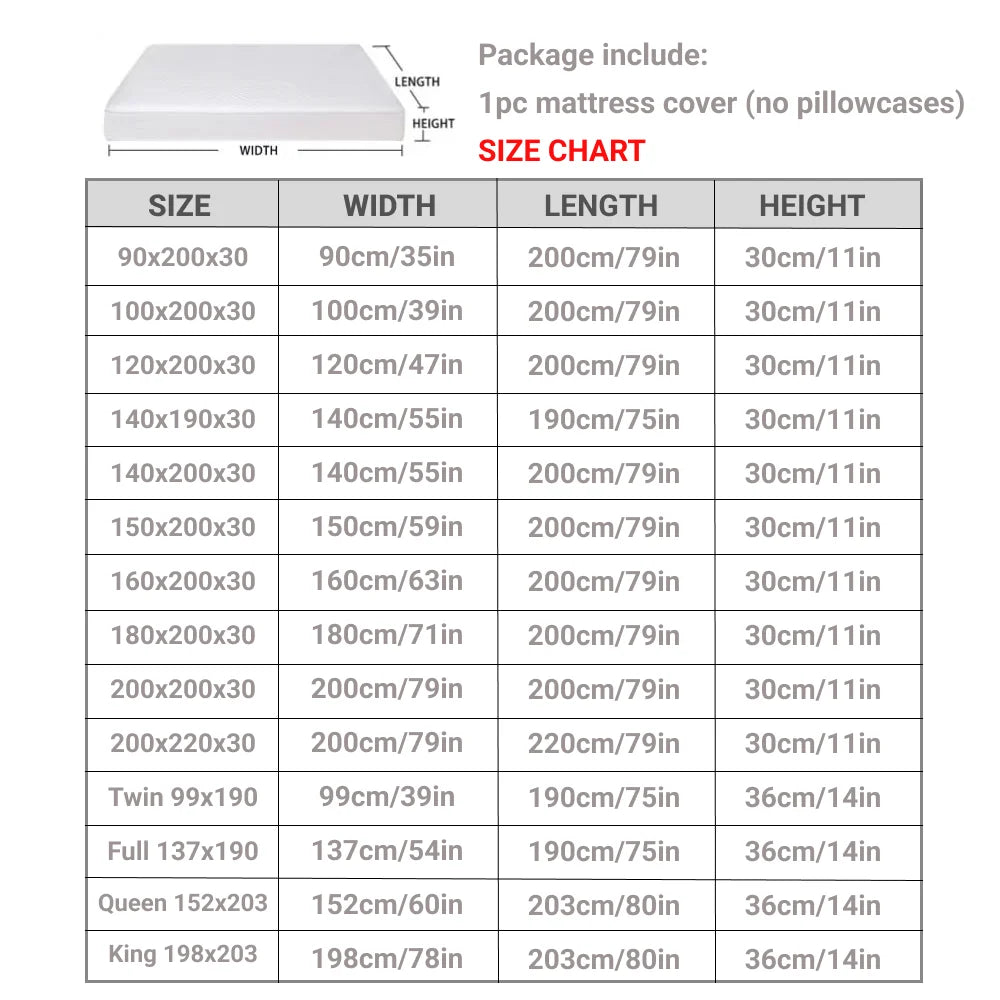 Waterproof Mattress Cover with Zipper, Ultra Soft Terry Surface, Thick Mattress Protector for Single or Double Bed