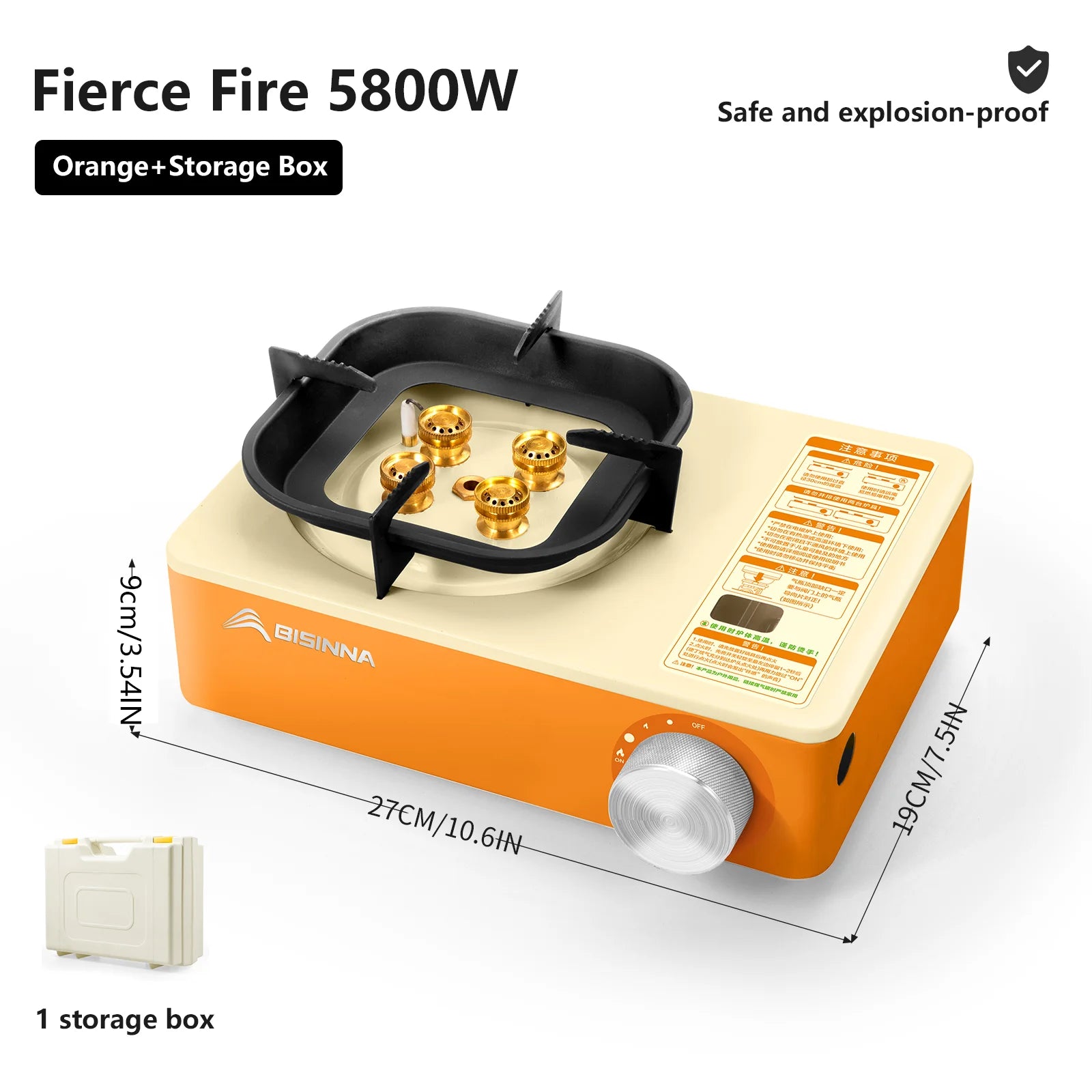 BISINNA Camping Gas Stove 5800W High Firepower Outdoor Portable Cassette Burner for Picnic Hiking Trekking