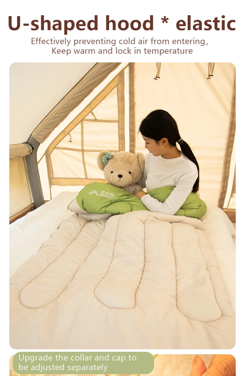 BISINNA 120cm Width Large Winter Cotton Sleeping Bag Outdoor Lightweight Camping Supplies Hiking Trekking Tourism