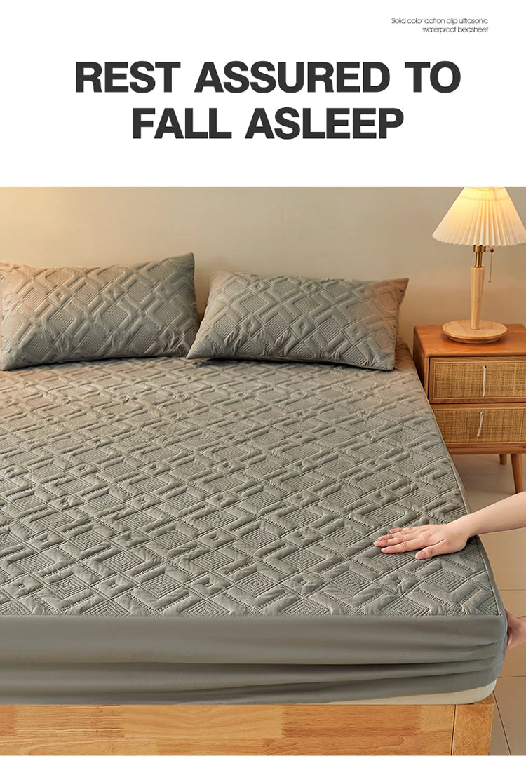 Waterproof Bed Sheet Quilted Throw Mattress Cover for Winter Elastic Fitted Sheet  Protector Full Queen King 160/140*200cm