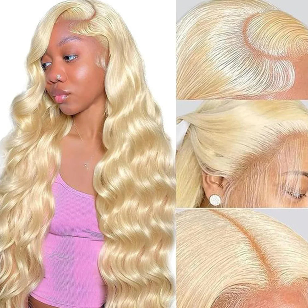 Blonde 613 13x6 HD Lace Frontal Wigs Brazilian Body Wave Lace Front Human Hair Wigs Pre plucked Body Wave 613 Lace Frontal Wigs