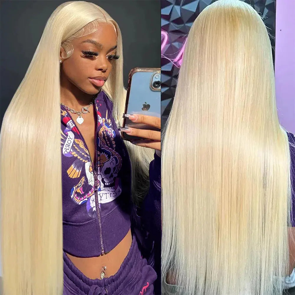 Blonde 613 HD 13x6 Lace Frontal Wigs Pre pucked Lace Front Human Hair Wigs For Women Straight Human Hair Wigs Can Be Dyed