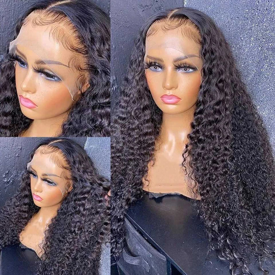 30 40 Inches Long HD Curly 13X6 Lace Frontal Wigs Curly Human Hair Wigs For Women Pre plucked Lace Front Human Hair Wigs 180%