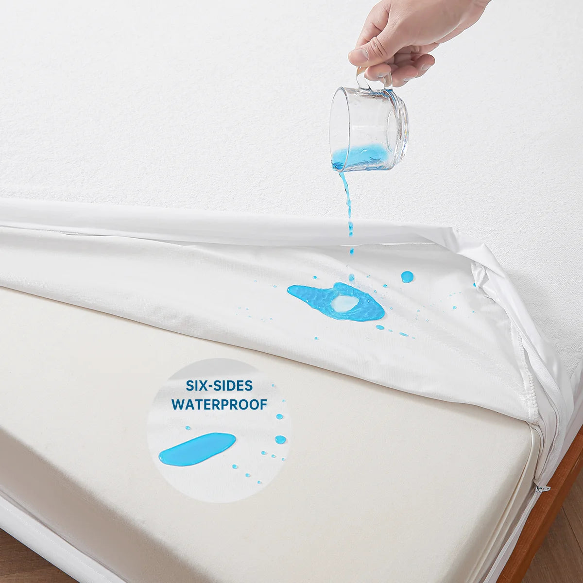 Waterproof Mattress Cover with Zipper, Ultra Soft Terry Surface, Thick Mattress Protector for Single or Double Bed