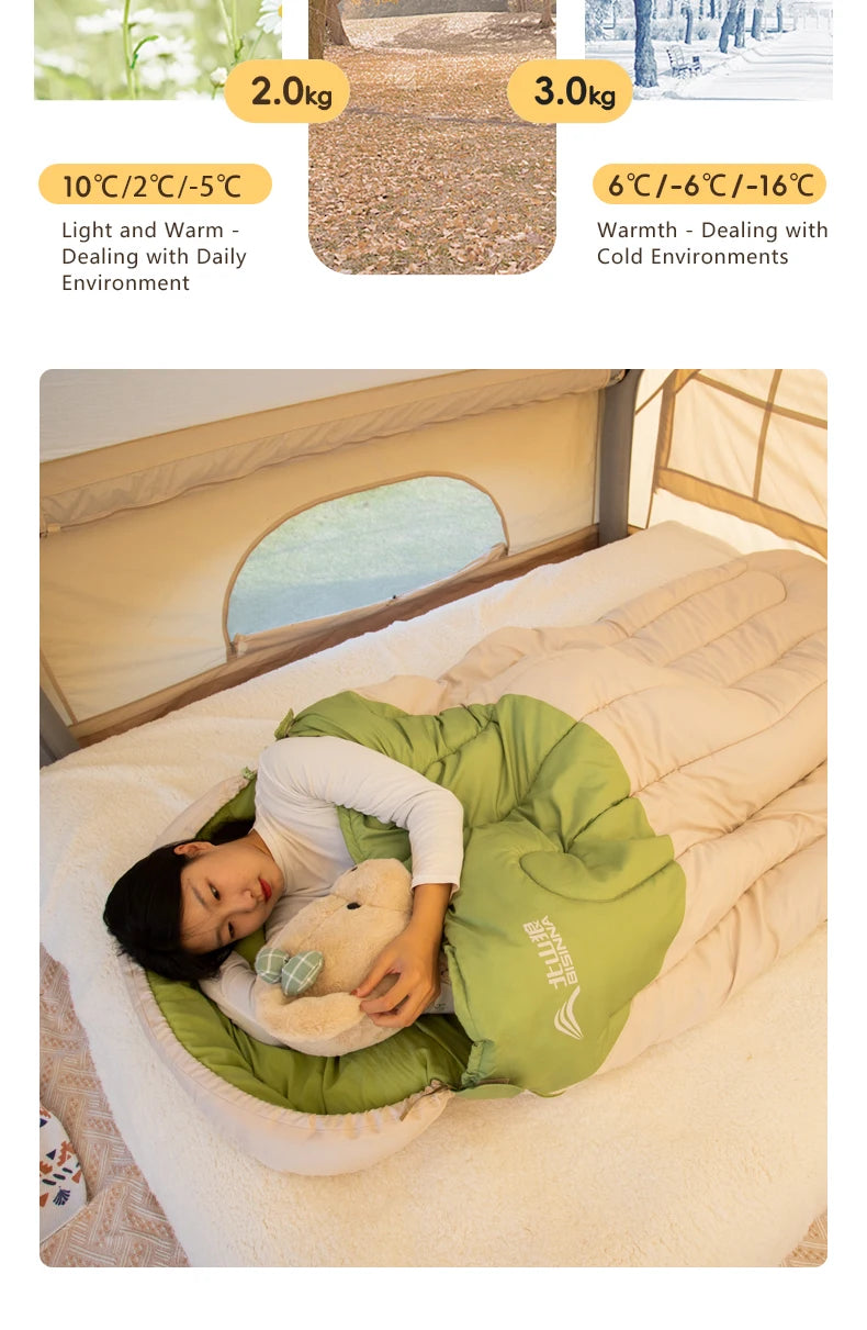 BISINNA 120cm Width Large Winter Cotton Sleeping Bag Outdoor Lightweight Camping Supplies Hiking Trekking Tourism