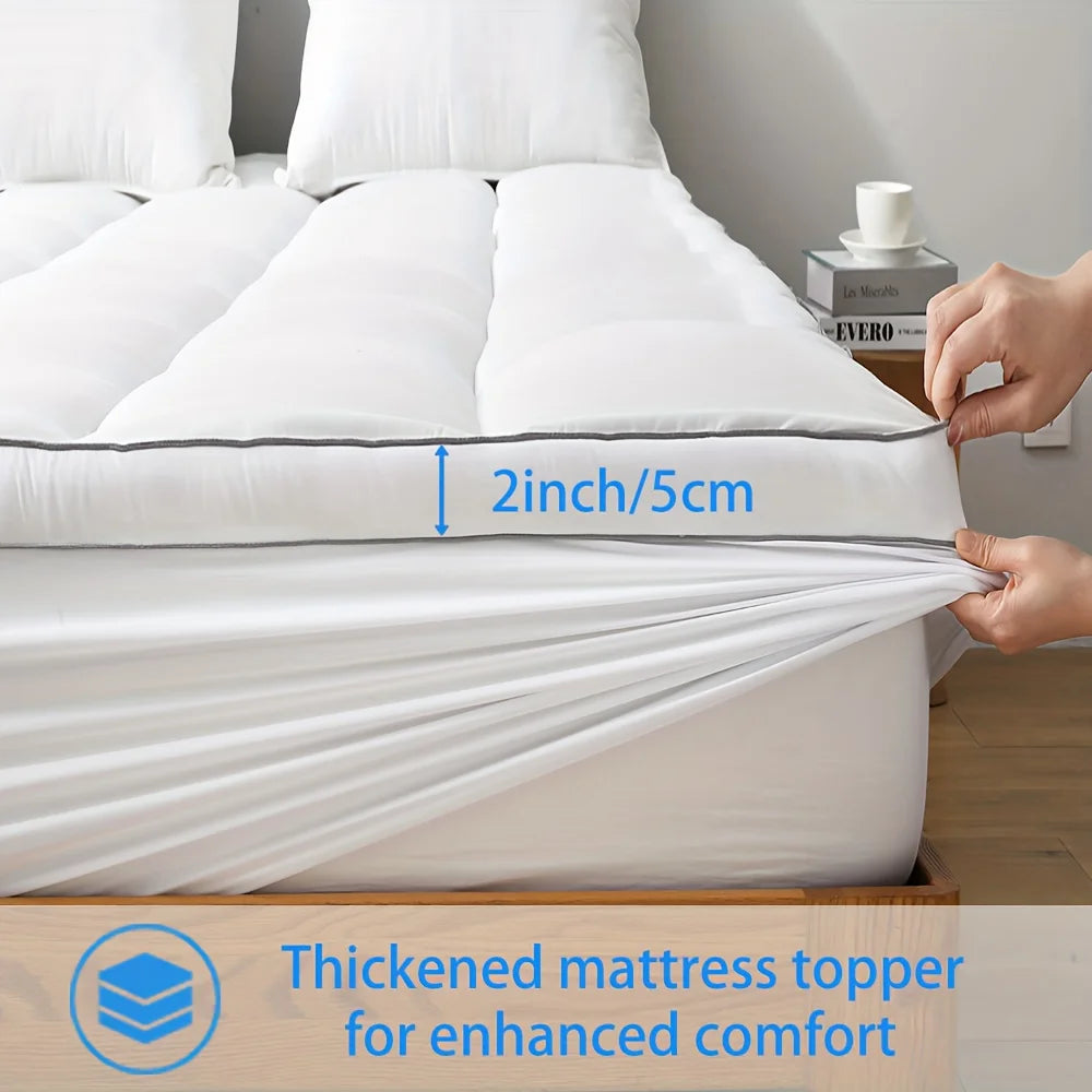 1pc Cooling Mattress Topper, Extra Thick Quilted Mattress Pad Cover with Deep Pocket, Fluffy & Soft Knitted Mattress Protector