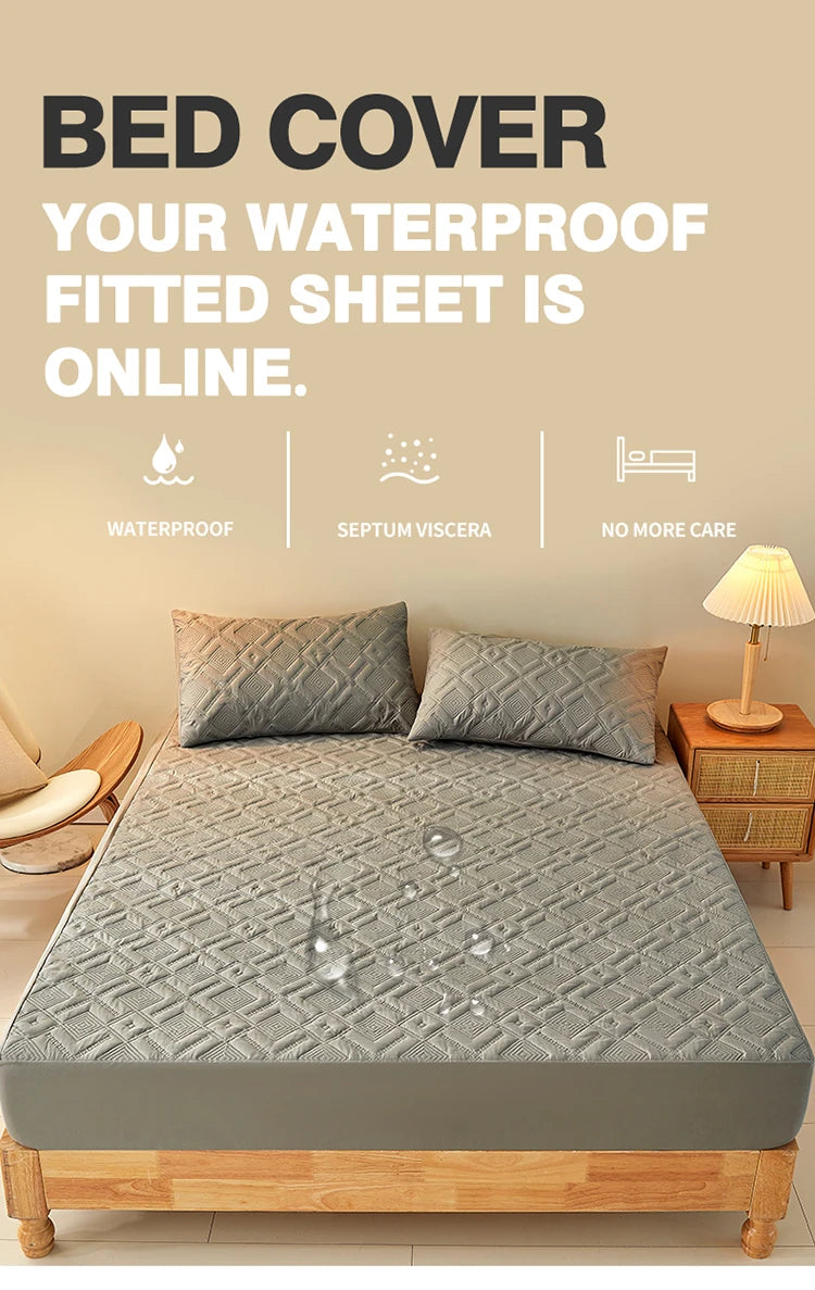 Waterproof Bed Sheet Quilted Throw Mattress Cover for Winter Elastic Fitted Sheet  Protector Full Queen King 160/140*200cm