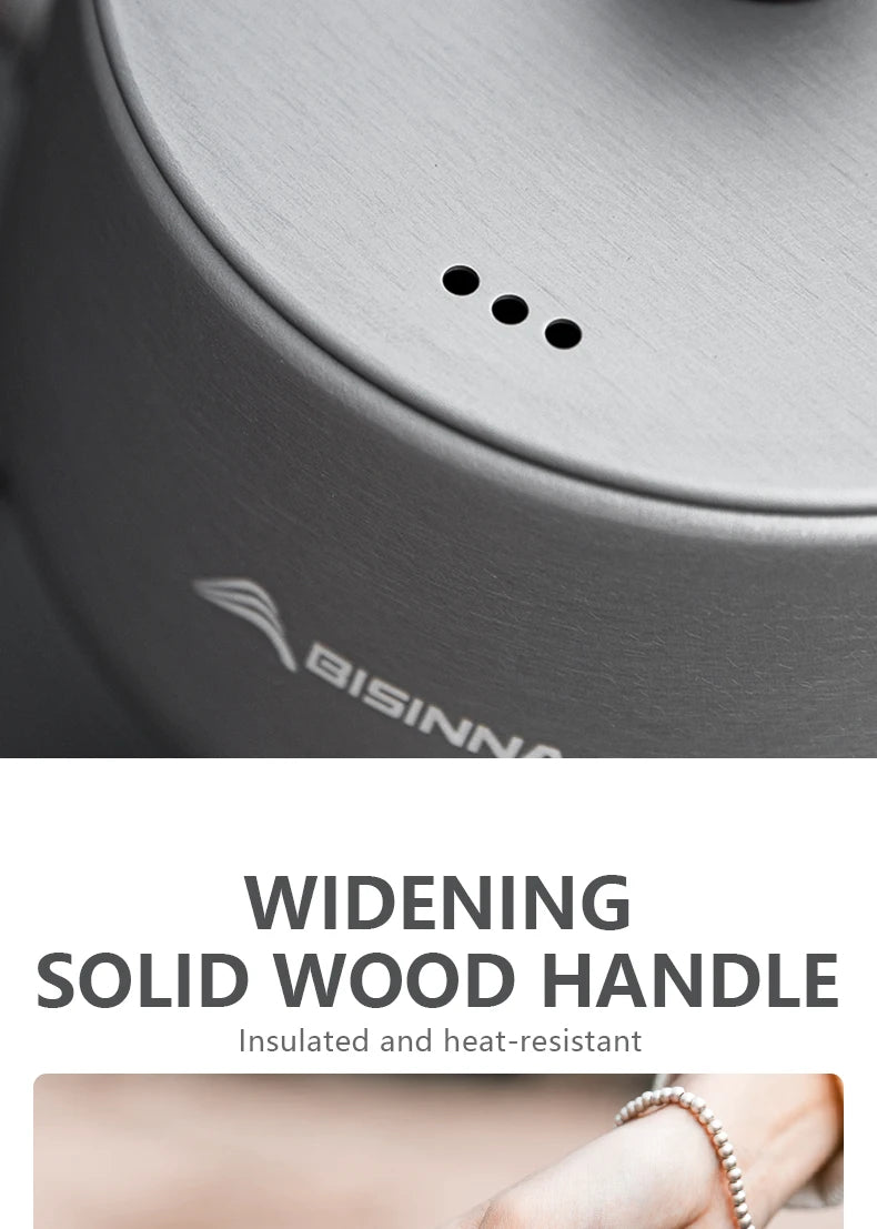 BISINNA 1.1L Camping Water Kettle Lightweight Portable Aluminum Alloy Teapot Outdoor Tourism Picnic Hiking Cookware