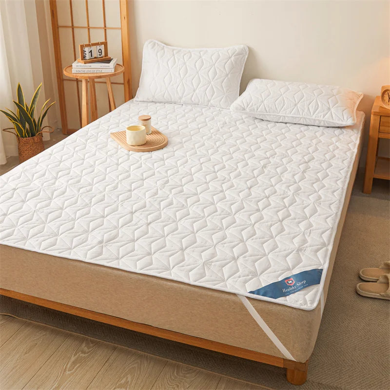 Waterproof Mattress Topper with Elastic Band Quilted Protector Pad Bedspread Winter Mattress Cover for Single/Double Bed 140/160