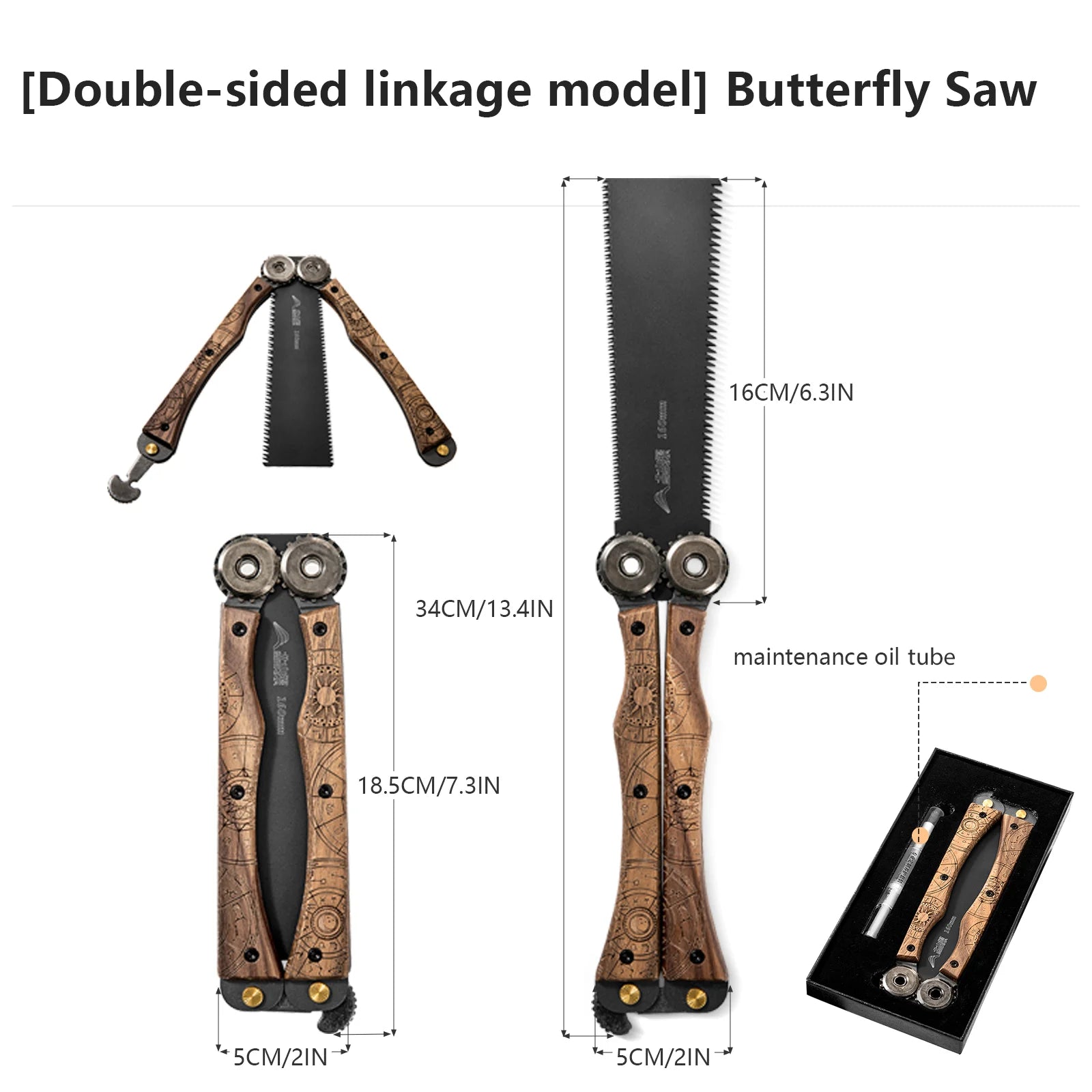 BISINNA 1pcs Double-sided Folding Saw Hand-held Logging Saw Outdoor Camping Gardening Woodworking Tool