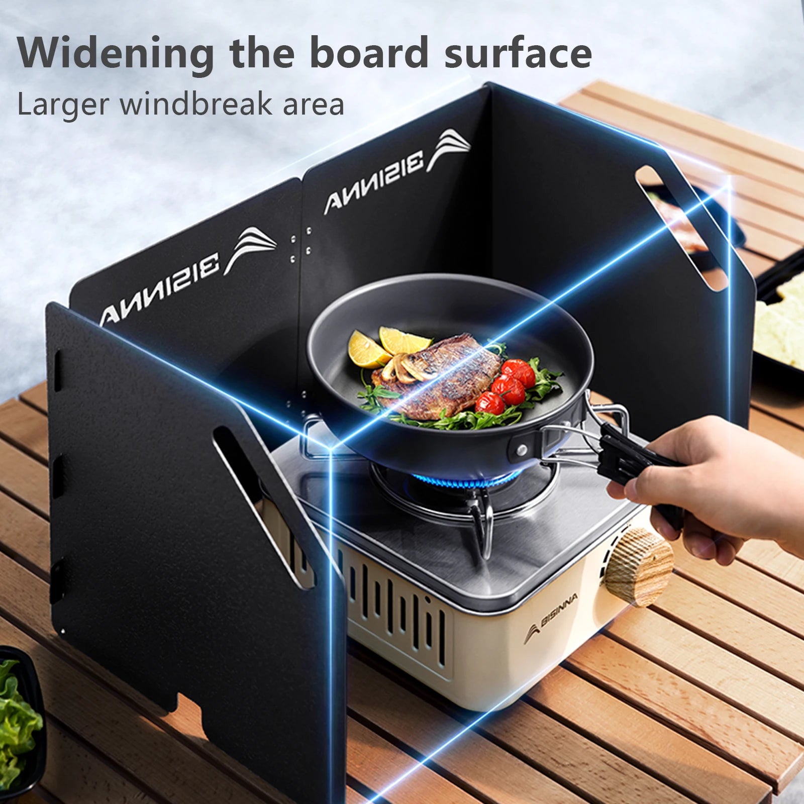 BISINNA Folding Gas Stove Windshield Camping Cooking Burner Windproof Screen For Outdoor Picnic Cassette Stove