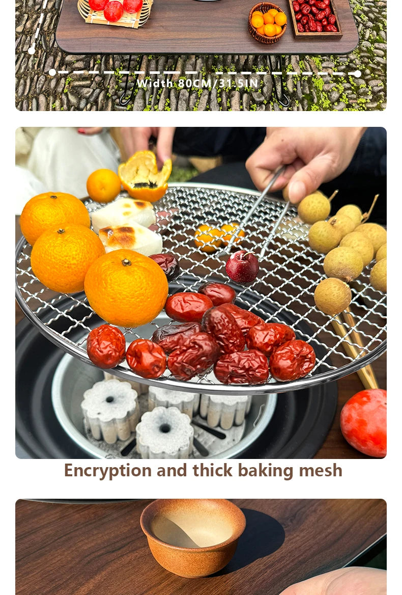 BISINNA Outdoor Folding Barbeque Stove Portable Camping BBQ Charcoal Grill With Widen Desktop Patio Tea Boiling