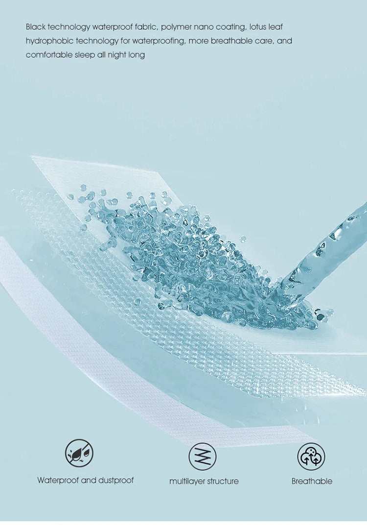 Waterproof Mattress Protector with Zipper Soft & Breathable Noiseless Mattress Cover for Single or Double Bed, Queen/King Size