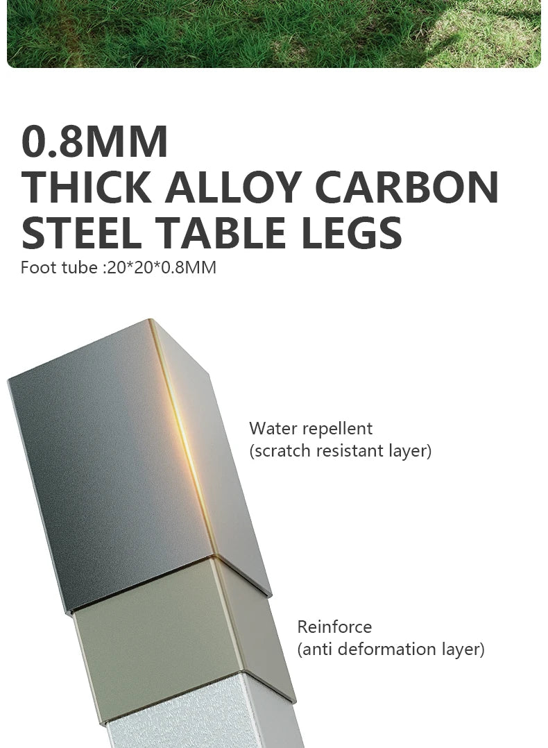 BISINNA Outdoor Egg Roll Table Portable Folding Table Carbon Steel Desk for Picnic Camping Hiking Travel Barbeque With Carry Bag