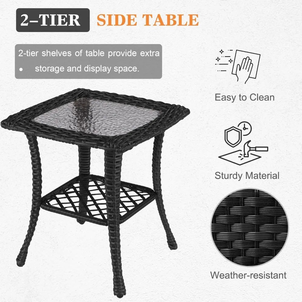 6 Pieces Patio Furniture Sets Wicker Rattan High Back Outdoor Swivel Rocking Chairs Set with 3-Seat Couch Ottomans and  Table