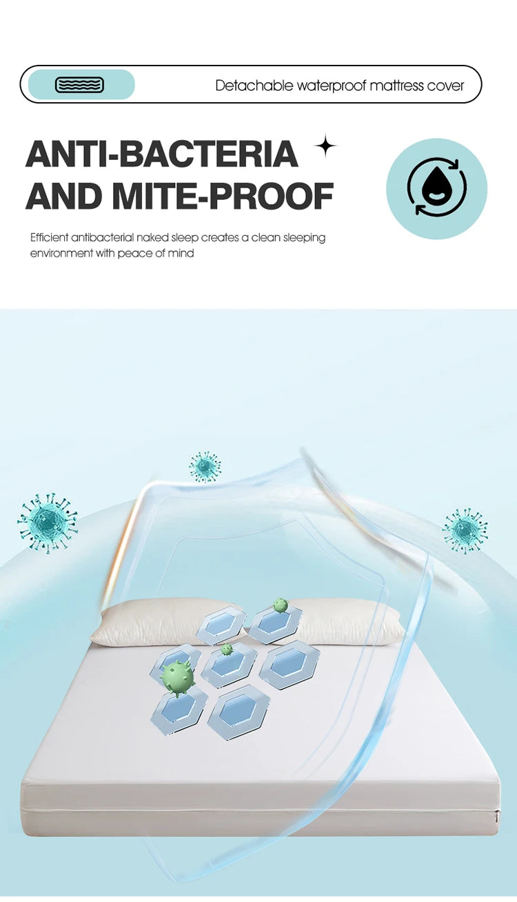 Waterproof Mattress Protector with Zipper Soft & Breathable Noiseless Mattress Cover for Single or Double Bed, Queen/King Size