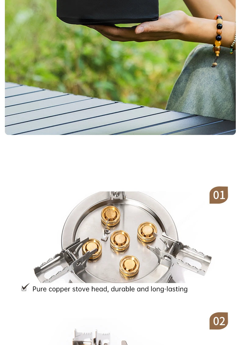 BISINNA Camping Gas Stove Portable Furnace Strong Firepower Burner Outdoor Barbecue Picnic Hiking Tourism Supplies