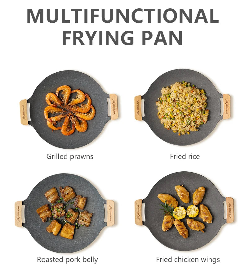 BISINNA 34CM Outdoor BBQ Grill Pan Non Stick Stovetop Baking Tray Korean Roastig Grill Plate Camping Equipment