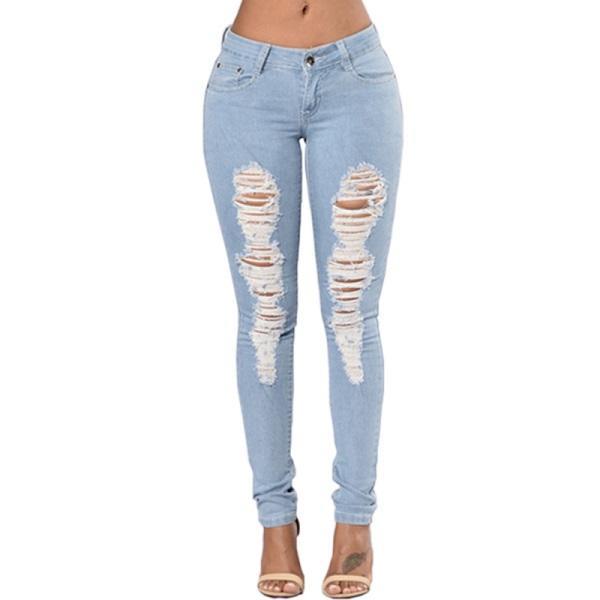 Women's Ripped Denim Pencil Jeans