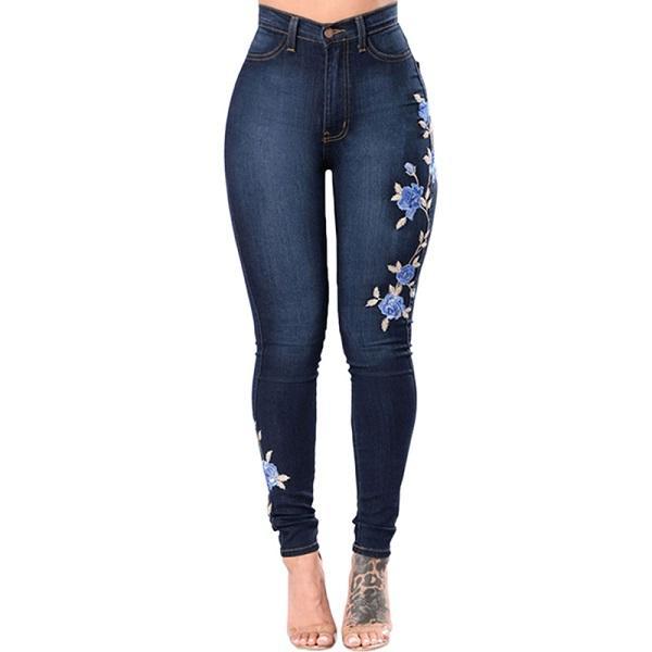 Women's Ripped Denim Pencil Jeans