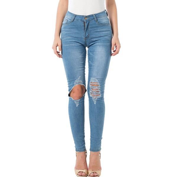 Women's Ripped Denim Pencil Jeans