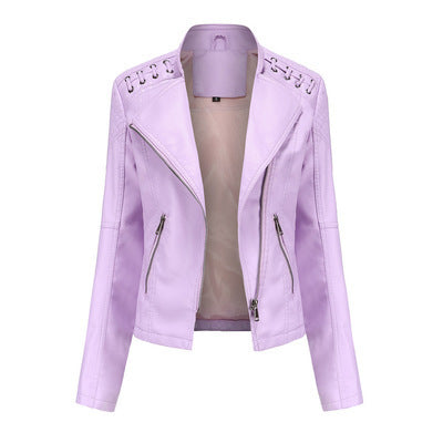 Women's Leather Jackets Women's Short Jackets Slim Thin Leather Jackets Ladies Motorcycle Suits