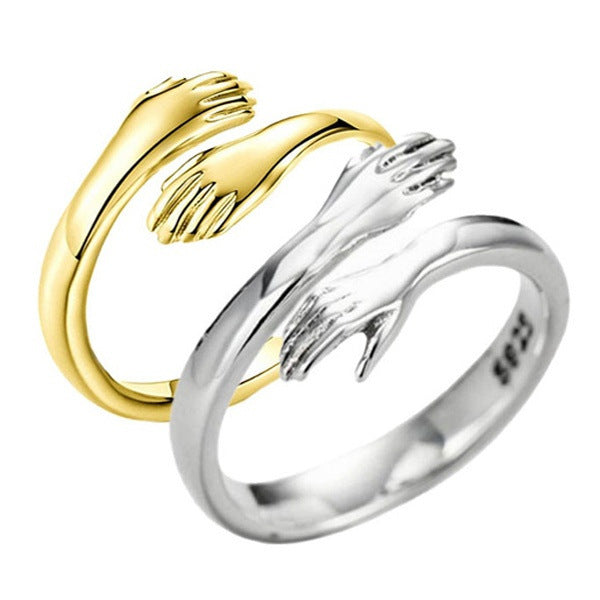 Adjustable Alloy Hands Hug Ring