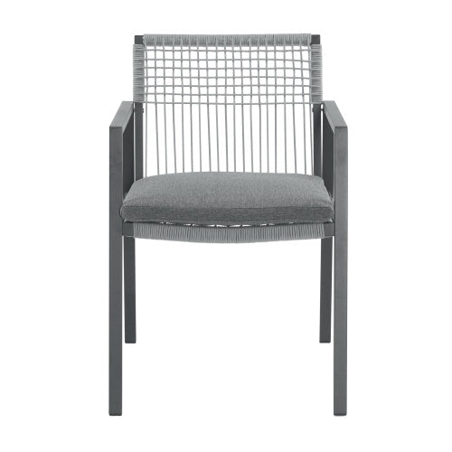 Outdoor Dining Chair Set Of 2, Aluminum  Rope , Outdoor Armchair Seating For Patio Backyard Poolside Balcony, Cushion Included