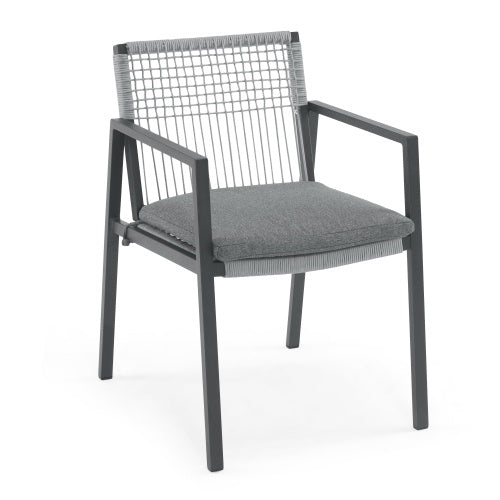 Outdoor Dining Chair Set Of 2, Aluminum  Rope , Outdoor Armchair Seating For Patio Backyard Poolside Balcony, Cushion Included