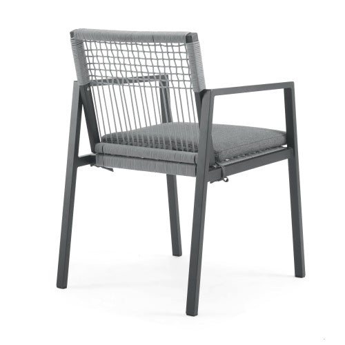 Outdoor Dining Chair Set Of 2, Aluminum  Rope , Outdoor Armchair Seating For Patio Backyard Poolside Balcony, Cushion Included