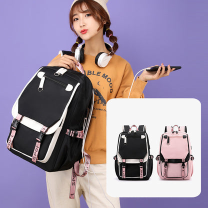 Luminous USB Nylon Student Backpack