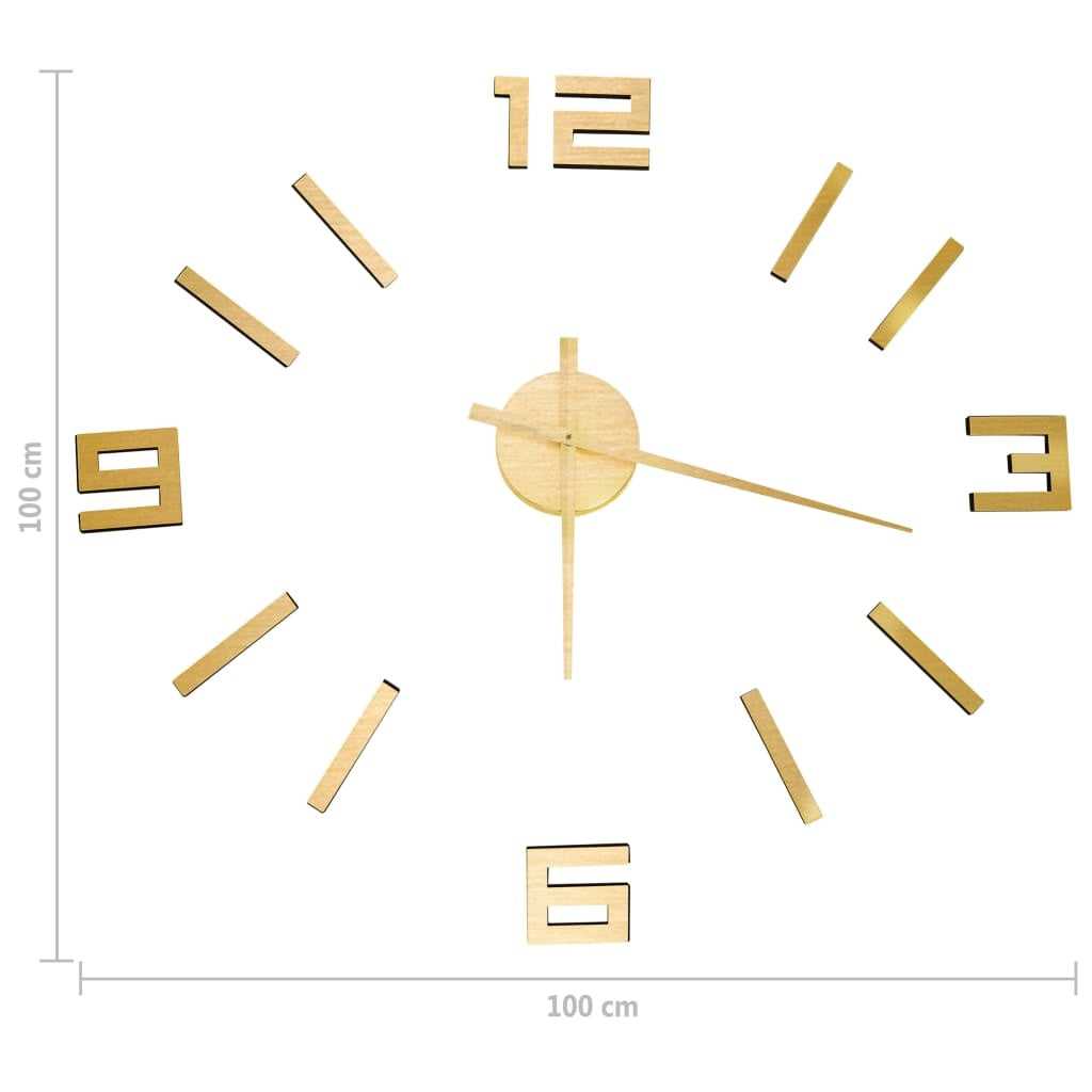 vidaXL 3D Wall Clock Modern Design Gold 100 cm XXL