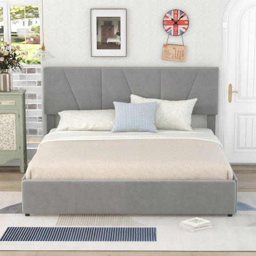 Decorated King-size Upholstered Platform Bed