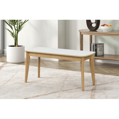 Set Of 6 Dining Table, One Table, One Bench And Four Chairs, With A Light Oak High-gloss White Top