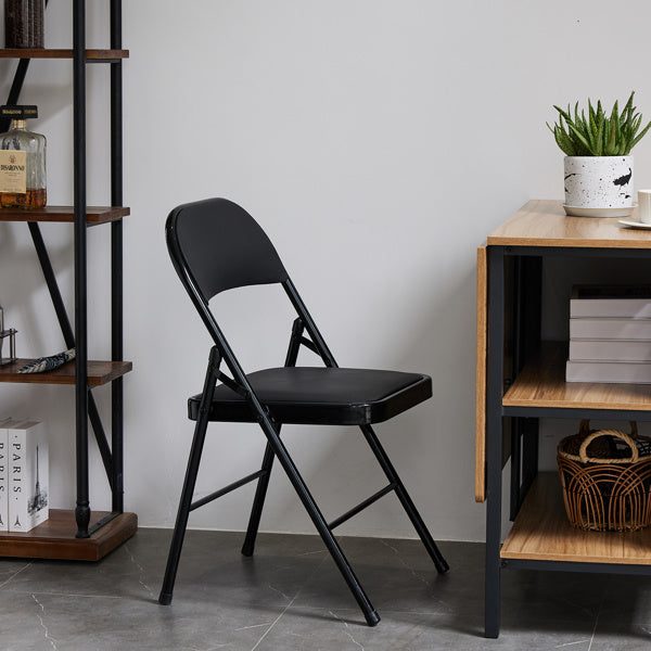 4 Foldable Leather Chairs In Black