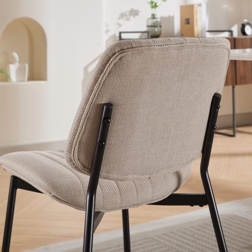 Dining Chairs Set Of 2 Modern Retro Linen Chair With Bentwood Back Upholstered Seat Metal Legs Adjustable Foot For Kitchen Dining Room Chairs