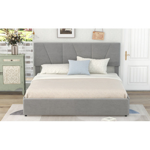 Decorated King-size Upholstered Platform Bed